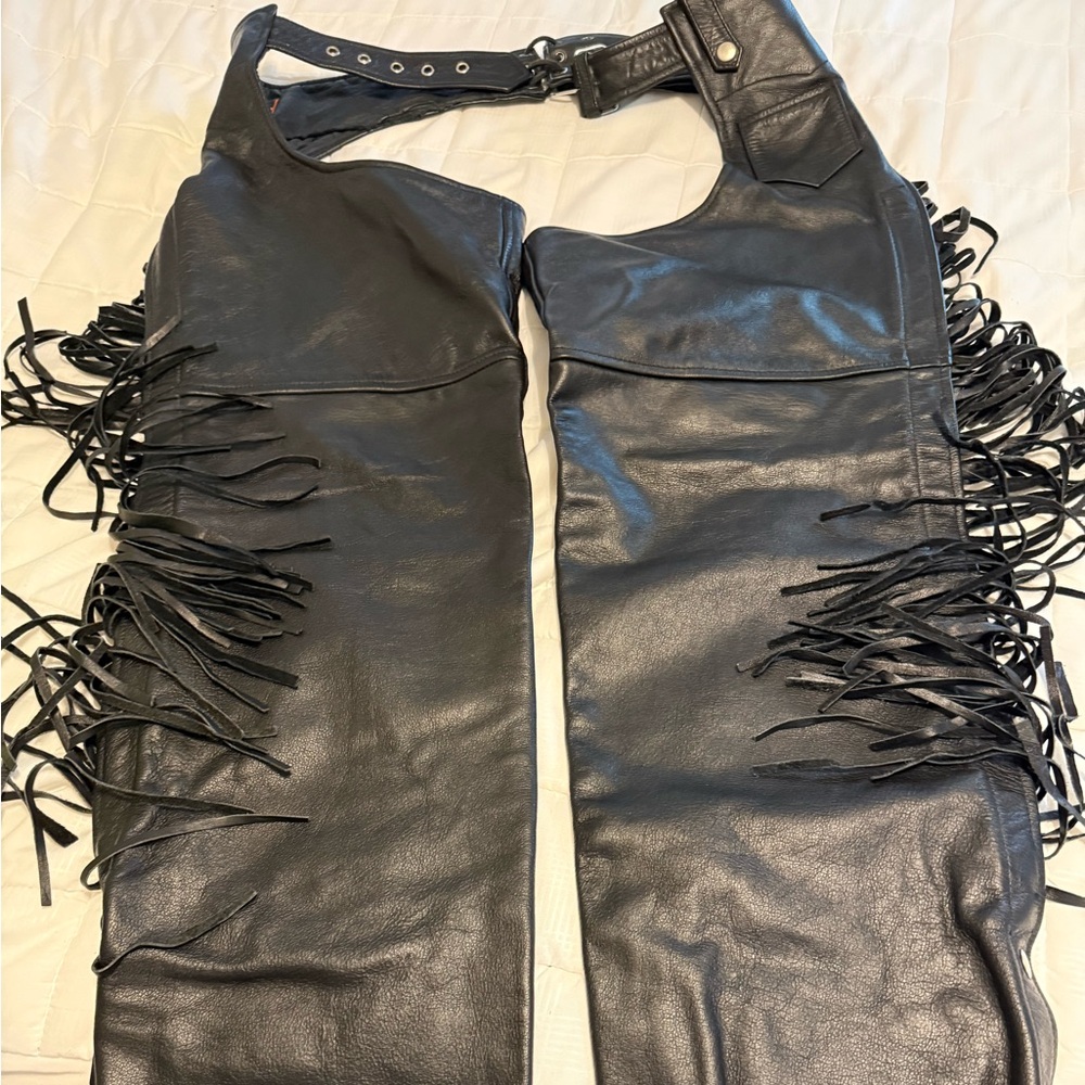 Black Leather Fringe chaps
